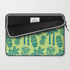 Retro Mid Century Modern Tiki Pattern 543 Green and Chartreuse Tweed Laptop Sleeve Gallery Image 2
