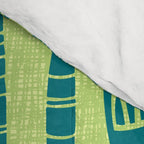 Retro Mid Century Modern Tiki Pattern 543 Green and Chartreuse Tweed Comforter Gallery Image 4