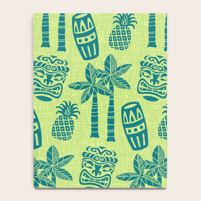 Retro Mid Century Modern Tiki Pattern 543 Green and Chartreuse Tweed Notebook Gallery Image 4