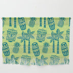 Retro Mid Century Modern Tiki Pattern 543 Green and Chartreuse Tweed Wall Hanging Gallery Image 1