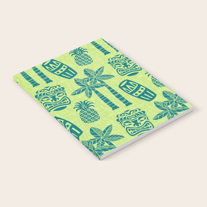 Retro Mid Century Modern Tiki Pattern 543 Green and Chartreuse Tweed Notebook Gallery Image 1