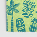 Retro Mid Century Modern Tiki Pattern 543 Green and Chartreuse Tweed Poster Gallery Image 3