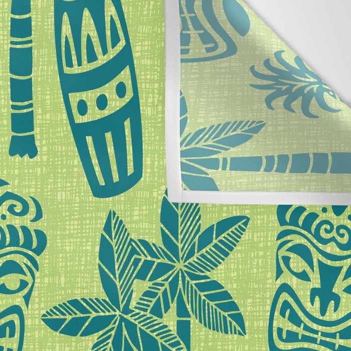 Retro Mid Century Modern Tiki Pattern 543 Green and Chartreuse Tweed Wall Tapestry Gallery Image 3