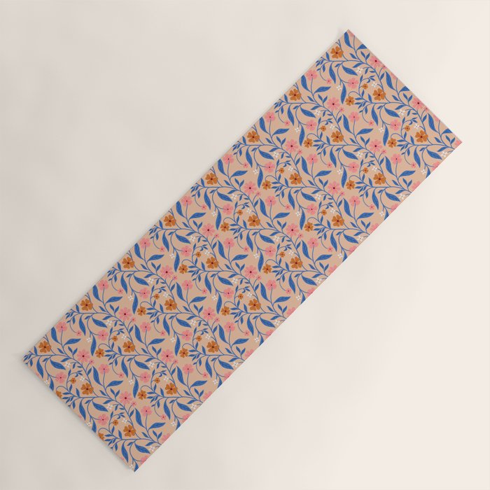 Garden Blooms and Blue Leaves Yoga Mat Gallery Image 1