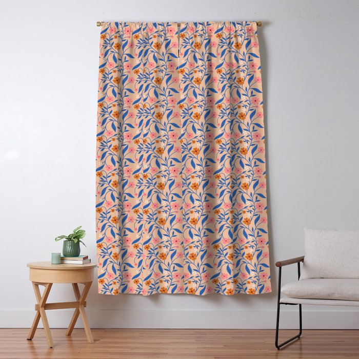 Garden Blooms and Blue Leaves Window Curtain Gallery Image 5