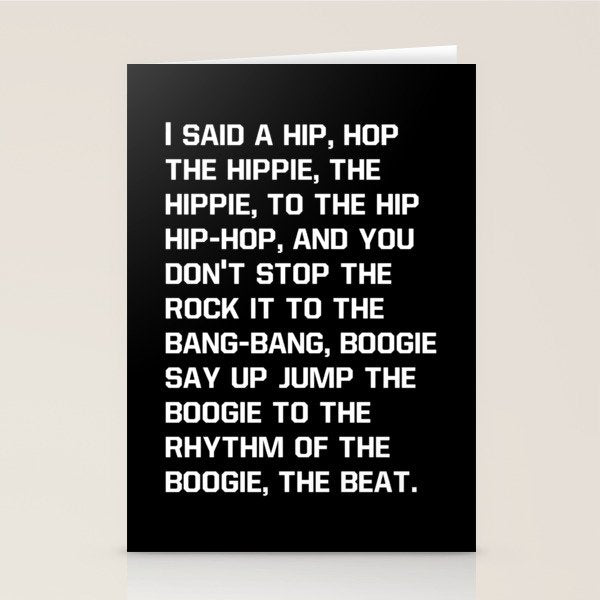 Rapper's Delight, I said a hip hop Stationery Card Gallery Image 2