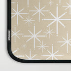 Twinkling Mid Century Modern Starburst Pattern in Light Beige and White Laptop Sleeve Gallery Image 3