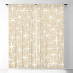 Twinkling Mid Century Modern Starburst Pattern in Light Beige and White Window Curtain Gallery Image 5
