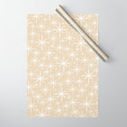 Twinkling Mid Century Modern Starburst Pattern in Light Beige and White Wrapping Paper Gallery Image 1
