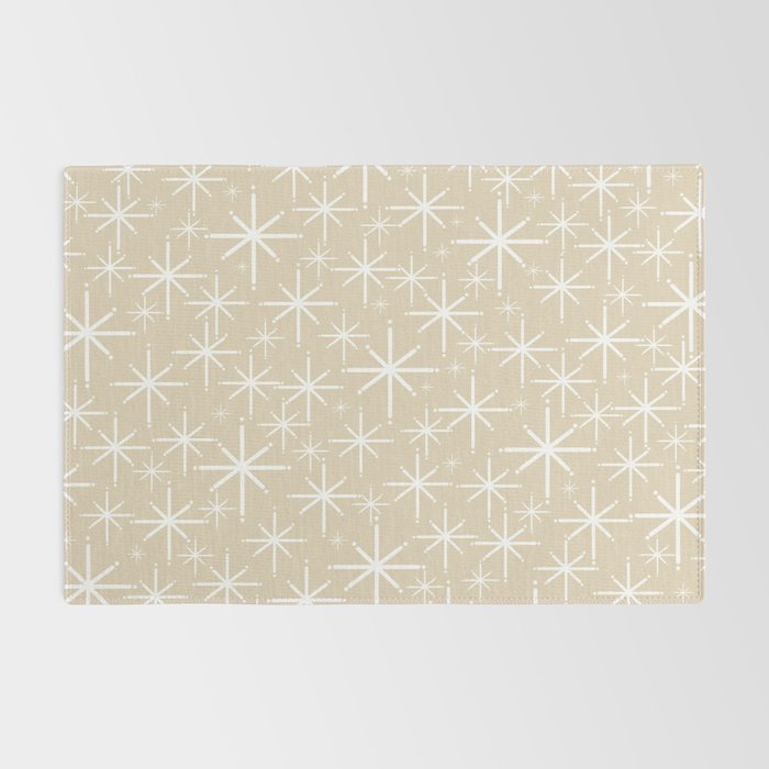 Twinkling Mid Century Modern Starburst Pattern in Light Beige and White Rug Gallery Image 2