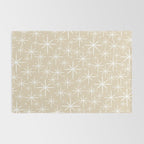 Twinkling Mid Century Modern Starburst Pattern in Light Beige and White Rug Gallery Image 2