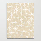 Twinkling Mid Century Modern Starburst Pattern in Light Beige and White Notebook Gallery Image 4