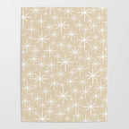 Twinkling Mid Century Modern Starburst Pattern in Light Beige and White Poster Gallery Image 4