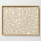 Twinkling Mid Century Modern Starburst Pattern in Light Beige and White Serving Tray Gallery Image 1