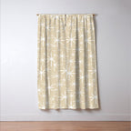 Twinkling Mid Century Modern Starburst Pattern in Light Beige and White Window Curtain Gallery Image 3