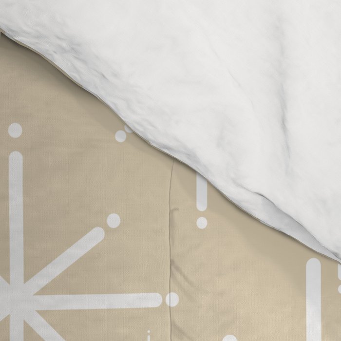 Twinkling Mid Century Modern Starburst Pattern in Light Beige and White Comforter Gallery Image 4