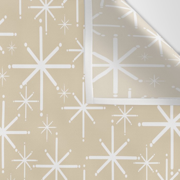 Twinkling Mid Century Modern Starburst Pattern in Light Beige and White Wall Tapestry Gallery Image 3