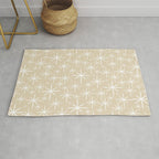 Twinkling Mid Century Modern Starburst Pattern in Light Beige and White Rug Gallery Image 1