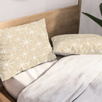 Twinkling Mid Century Modern Starburst Pattern in Light Beige and White Pillow Sham Gallery Image 2