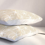 Twinkling Mid Century Modern Starburst Pattern in Light Beige and White Pillow Sham Gallery Image 3