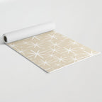 Twinkling Mid Century Modern Starburst Pattern in Light Beige and White Yoga Mat Gallery Image 2