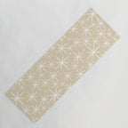 Twinkling Mid Century Modern Starburst Pattern in Light Beige and White Yoga Mat Gallery Image 1