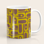 Eclectic Mid Century Modern Piquet Multi Pattern in Dark Brown and Chartreuse Olive Coffee Mug Gallery Image 1