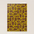 Eclectic Mid Century Modern Piquet Multi Pattern in Dark Brown and Chartreuse Olive Stationery Card Gallery Image 2