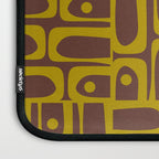 Eclectic Mid Century Modern Piquet Multi Pattern in Dark Brown and Chartreuse Olive Laptop Sleeve Gallery Image 3