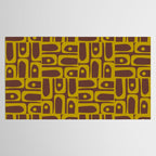 Eclectic Mid Century Modern Piquet Multi Pattern in Dark Brown and Chartreuse Olive Tablecloth Gallery Image 2