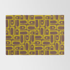 Eclectic Mid Century Modern Piquet Multi Pattern in Dark Brown and Chartreuse Olive Rug Gallery Image 2
