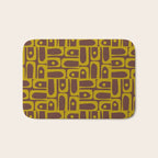 Eclectic Mid Century Modern Piquet Multi Pattern in Dark Brown and Chartreuse Olive Bath Mat Gallery Image 1
