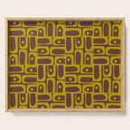 Eclectic Mid Century Modern Piquet Multi Pattern in Dark Brown and Chartreuse Olive Serving Tray Gallery Image 1