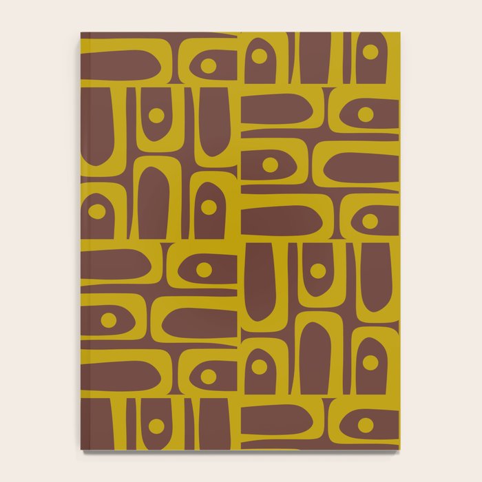Eclectic Mid Century Modern Piquet Multi Pattern in Dark Brown and Chartreuse Olive Notebook Gallery Image 4