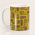 Eclectic Mid Century Modern Piquet Multi Pattern in Dark Brown and Chartreuse Olive Coffee Mug Gallery Image 3