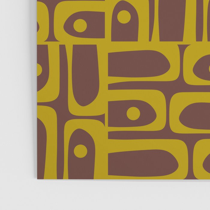 Eclectic Mid Century Modern Piquet Multi Pattern in Dark Brown and Chartreuse Olive Poster Gallery Image 3