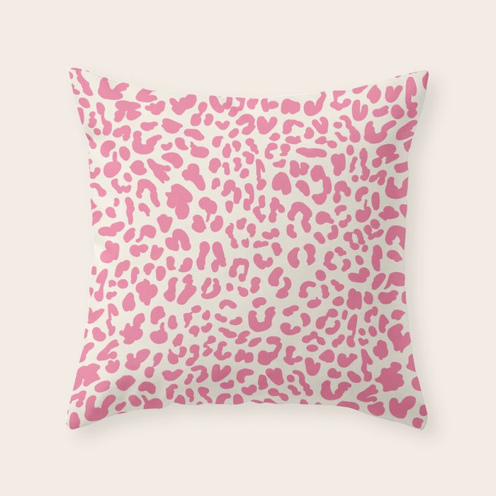 Pink Leopard Print Throw Pillow Gallery Image 1
