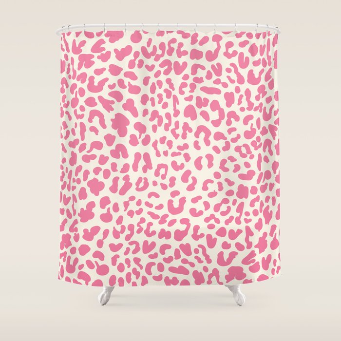Pink Leopard Print Shower Curtain Gallery Image 1