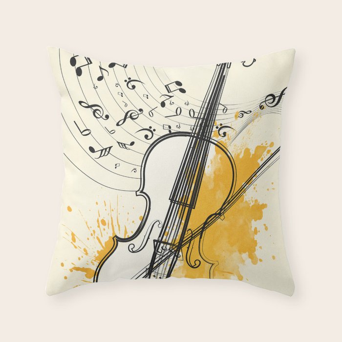 Abstract Minimal Musical Instrument 3 Throw Pillow Gallery Image 1