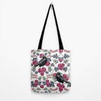 Crows, Bleeding Hearts & Roses Floral/Botanical Pattern Tote Bag Gallery Image 2