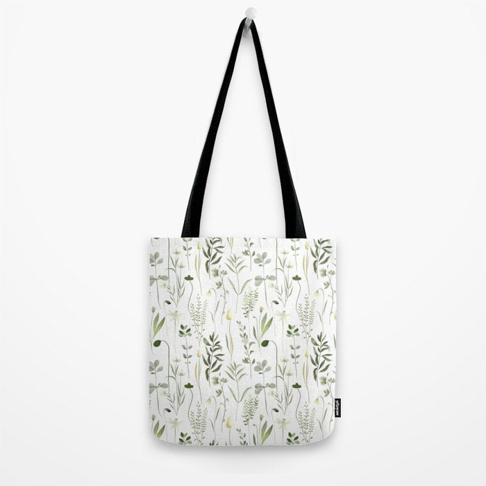 Watercolor Botanical Greenery Pattern Tote Bag Gallery Image 2