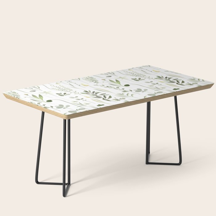 Watercolor Botanical Greenery Pattern Coffee Table Gallery Image 1