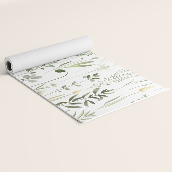 Watercolor Botanical Greenery Pattern Yoga Mat Gallery Image 2