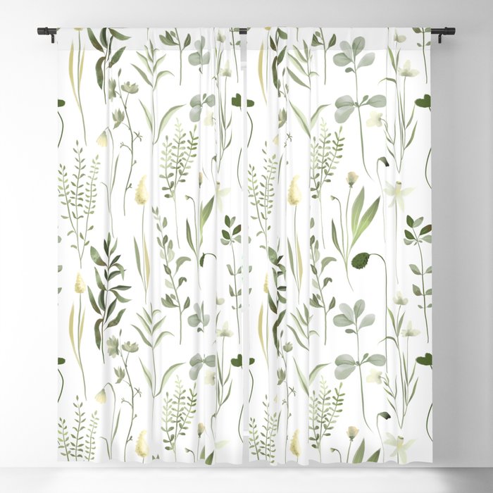 Watercolor Botanical Greenery Pattern Window Curtain Gallery Image 5