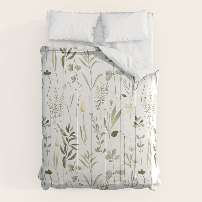 Watercolor Botanical Greenery Pattern Comforter Gallery Image 6