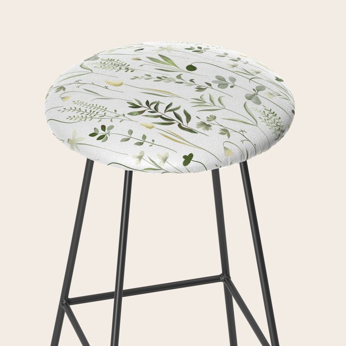 Watercolor Botanical Greenery Pattern Stool Gallery Image 2