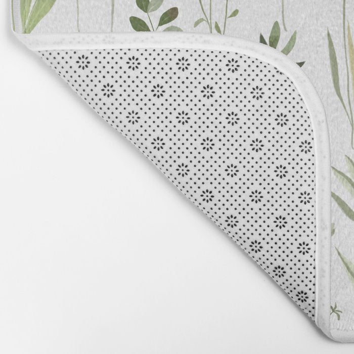 Watercolor Botanical Greenery Pattern Bath Mat Gallery Image 2