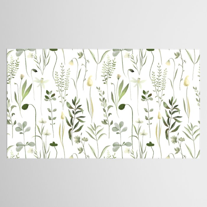Watercolor Botanical Greenery Pattern Tablecloth Gallery Image 2