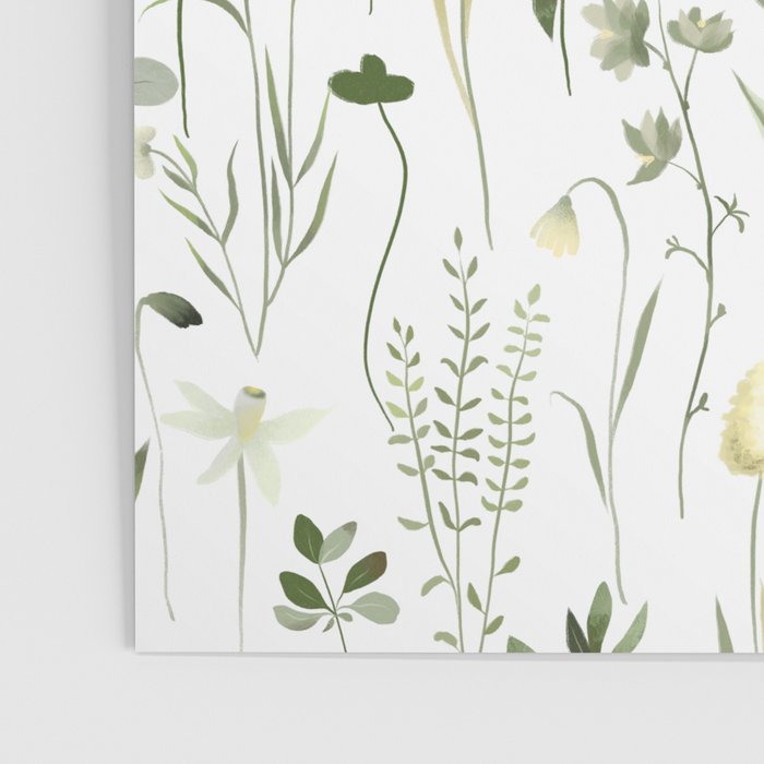 Watercolor Botanical Greenery Pattern Poster Gallery Image 3