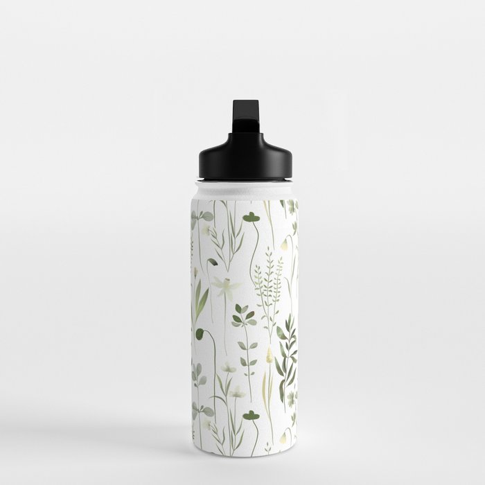 Watercolor Botanical Greenery Pattern Water Bottle Gallery Image 3